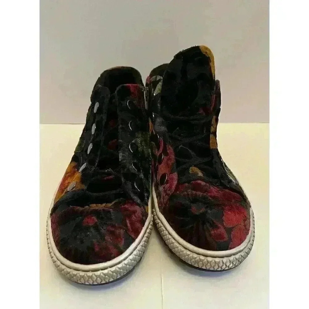 Midnight Floral Velvet High Top Sneakers ✨ Dark Romance Whimsigoth - Picture 4 of 8